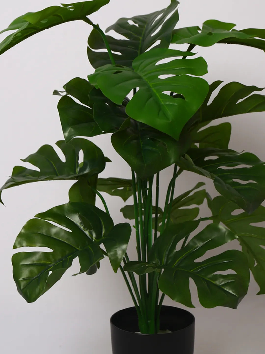 Artificial Monstera Leaf Plants for with Pot (18 Leaves, 65 cm Tall, Green)