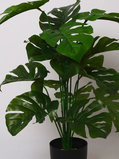 Artificial Monstera Leaf Plants for with Pot (18 Leaves, 65 cm Tall, Green)