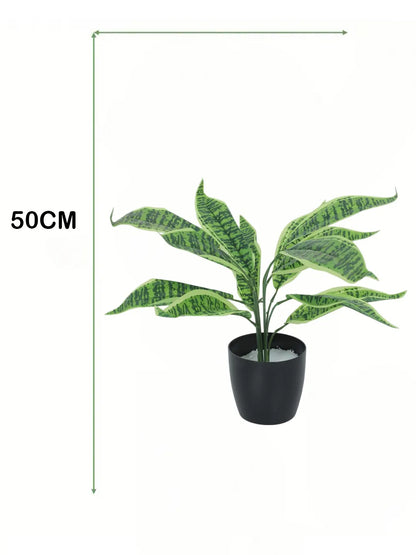 Artificial Green Snake Plant (12 Leaves with Basic Black Pot 45 Cm Tall)