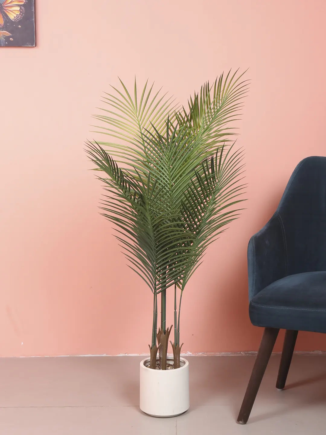 Artificial Lush Green Areca Palm Plants with Basic Black Pot - 120 cm Tall