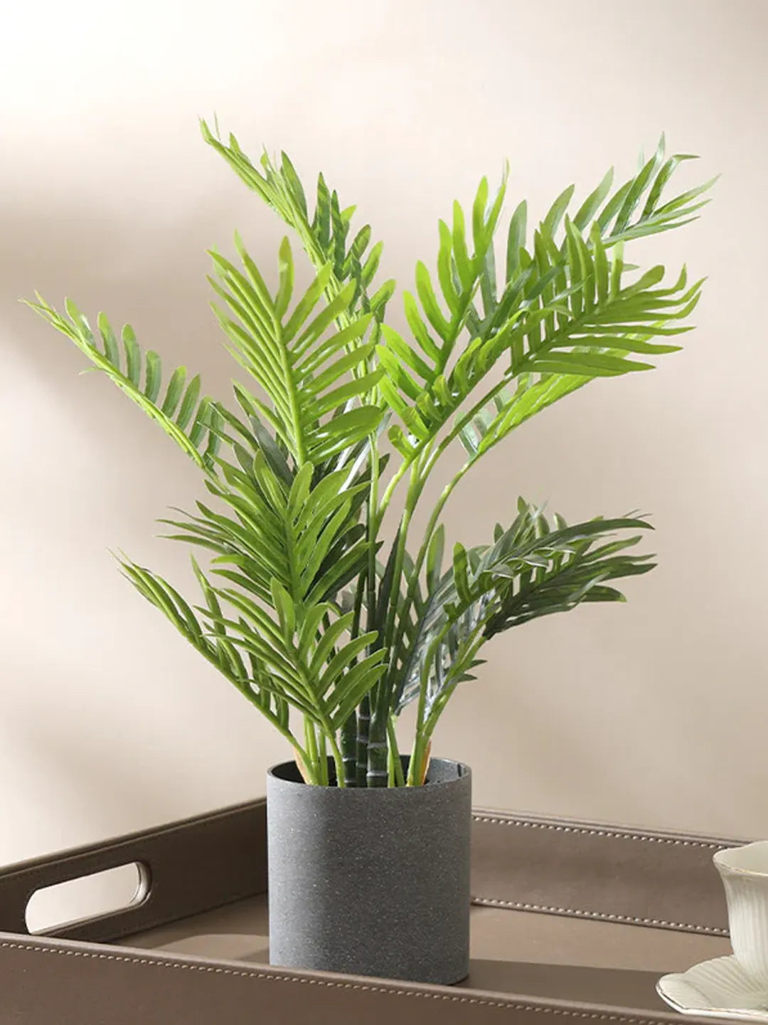 Artificial Mini Areca Palm Potted Plant - 40 cm Tall, Green
