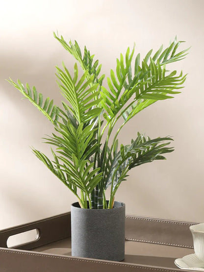 Artificial Mini Areca Palm Potted Plant - 40 cm Tall, Green