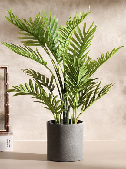 Artificial Mini Areca Palm Potted Plant - 40 cm Tall, Green