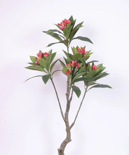 Artificial Magnolia Leaf Flowers Plant with Basic Black Pot - 150 cm Tall, Pink
