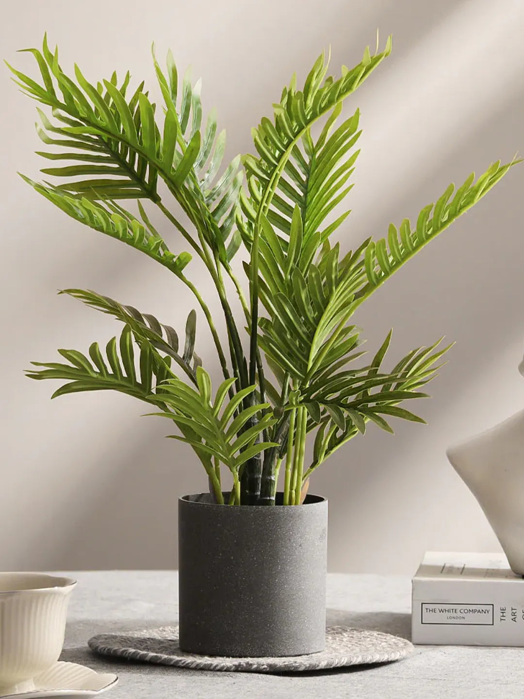 Artificial Mini Areca Palm Potted Plant - 40 cm Tall, Green