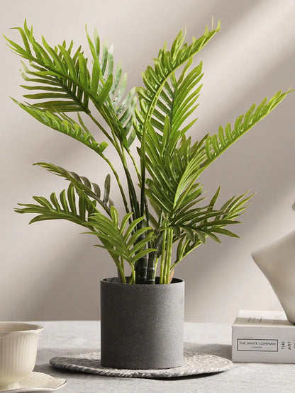 Artificial Mini Areca Palm Potted Plant - 40 cm Tall, Green