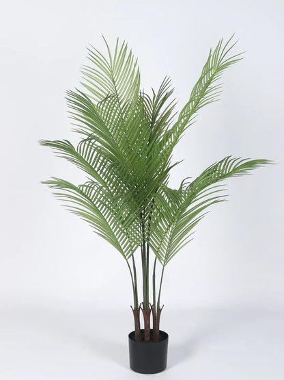 Artificial Lush Green Areca Palm Plant with Basic Black Pot - 4 Feet