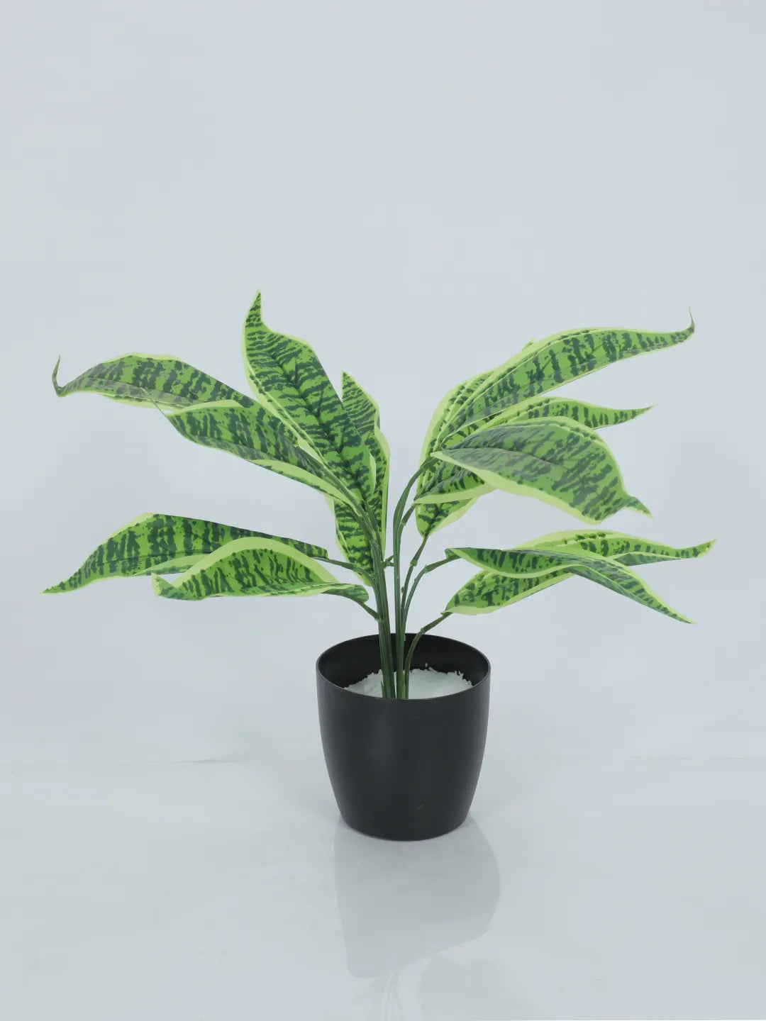 Artificial Green Snake Plant (12 Leaves with Basic Black Pot 45 Cm Tall)