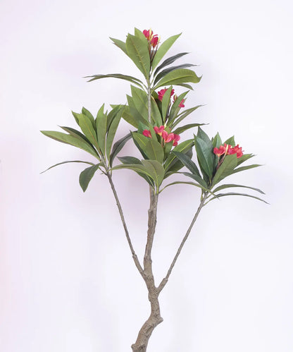 Artificial Magnolia Leaf Flowers Plant with Basic Black Pot - 150 cm Tall, Pink