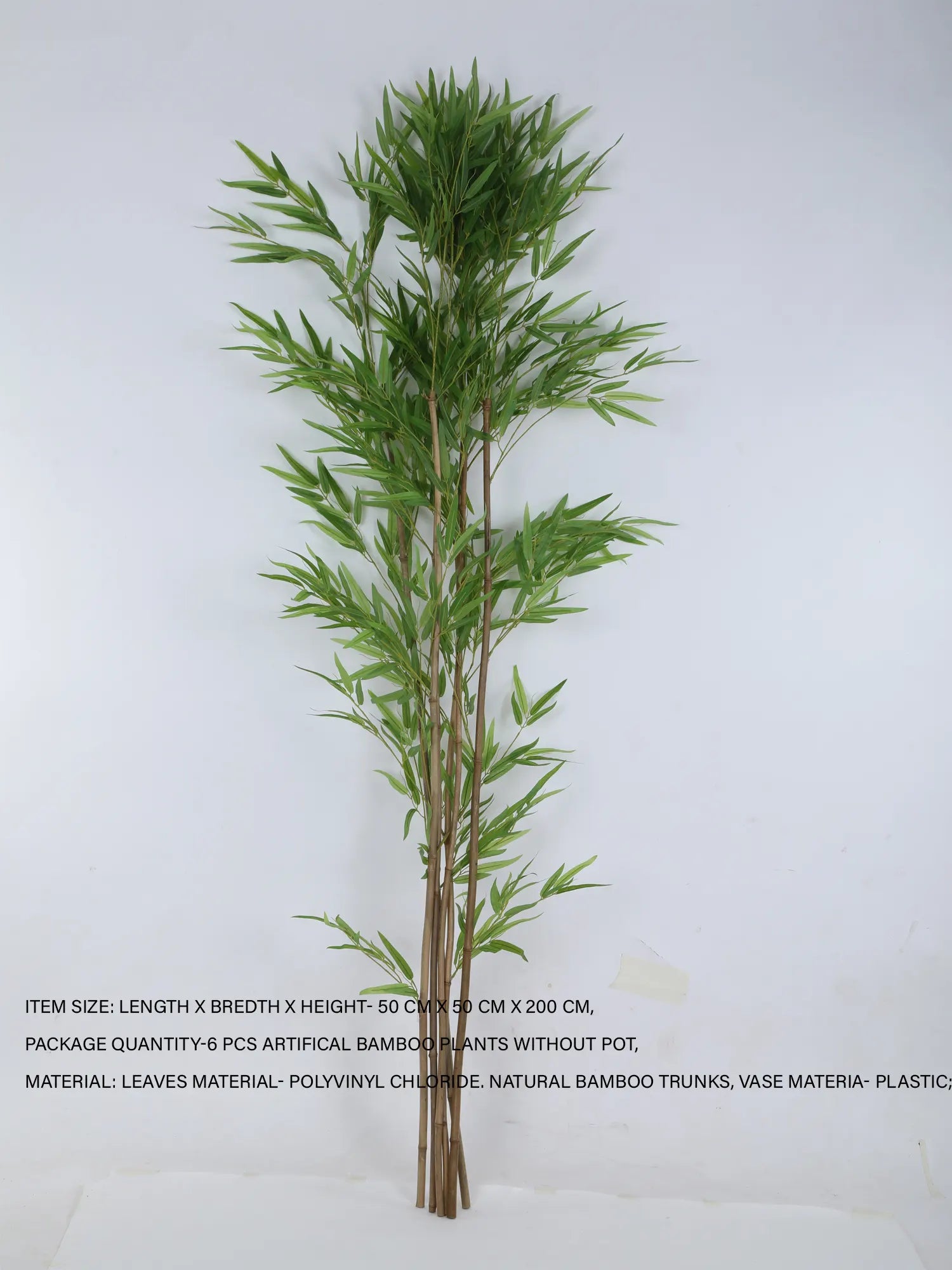 Artificial Evergreen Single Stick Bamboo Bliss Plant - 180 cm Tall, Green