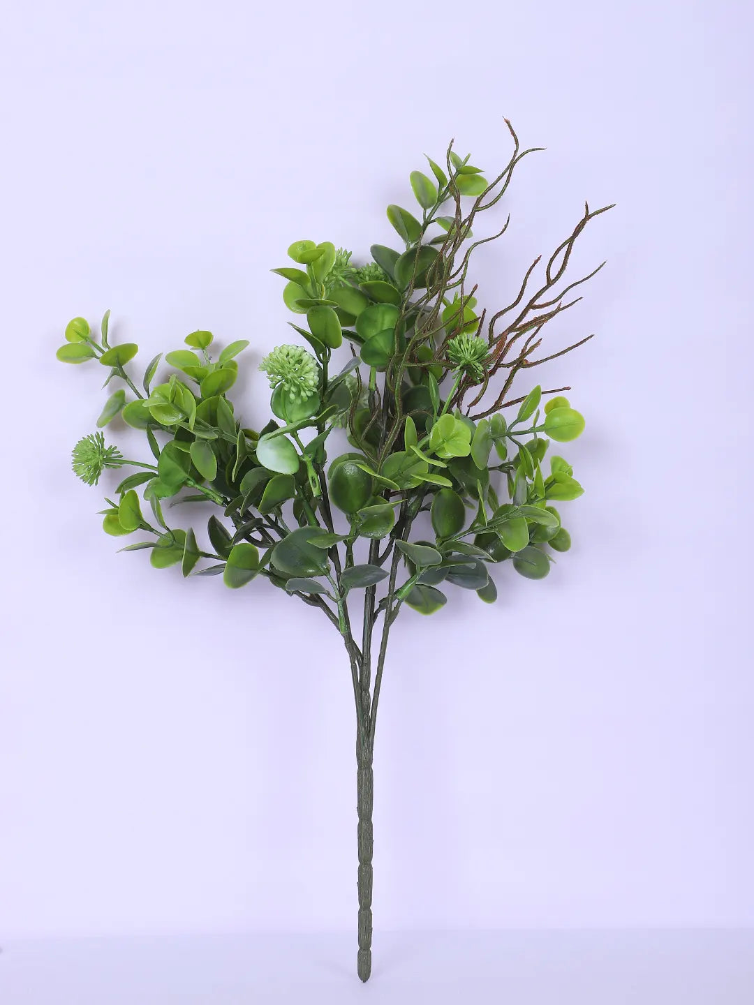Artificial Eucalyptus with Flowers For Wedding Floral Arrangement (40 cm Tall, Without Pot, Pack of 3, Green)