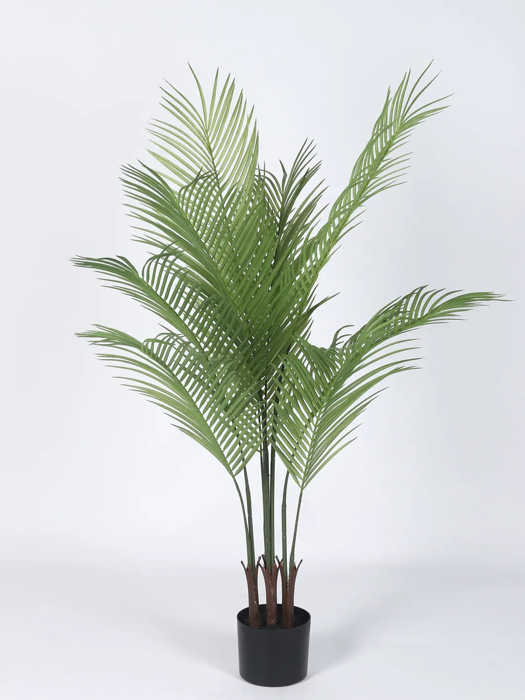 Artificial Lush Green Areca Palm Plant with Basic Black Pot - 4 Feet