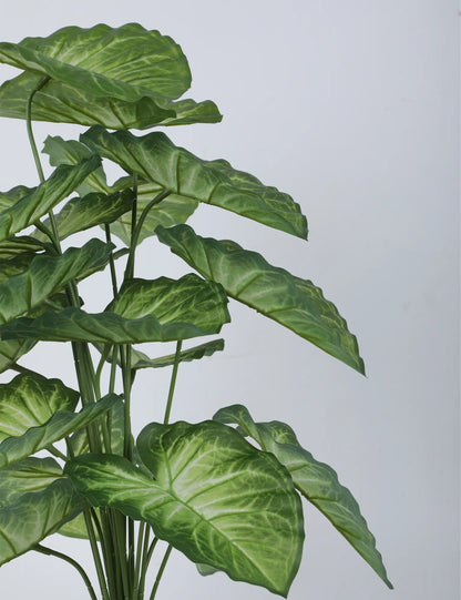 Artificial Caladium Leaf Plants for with Pot (18 Leaves, 65 cm Tall. Green/Red)