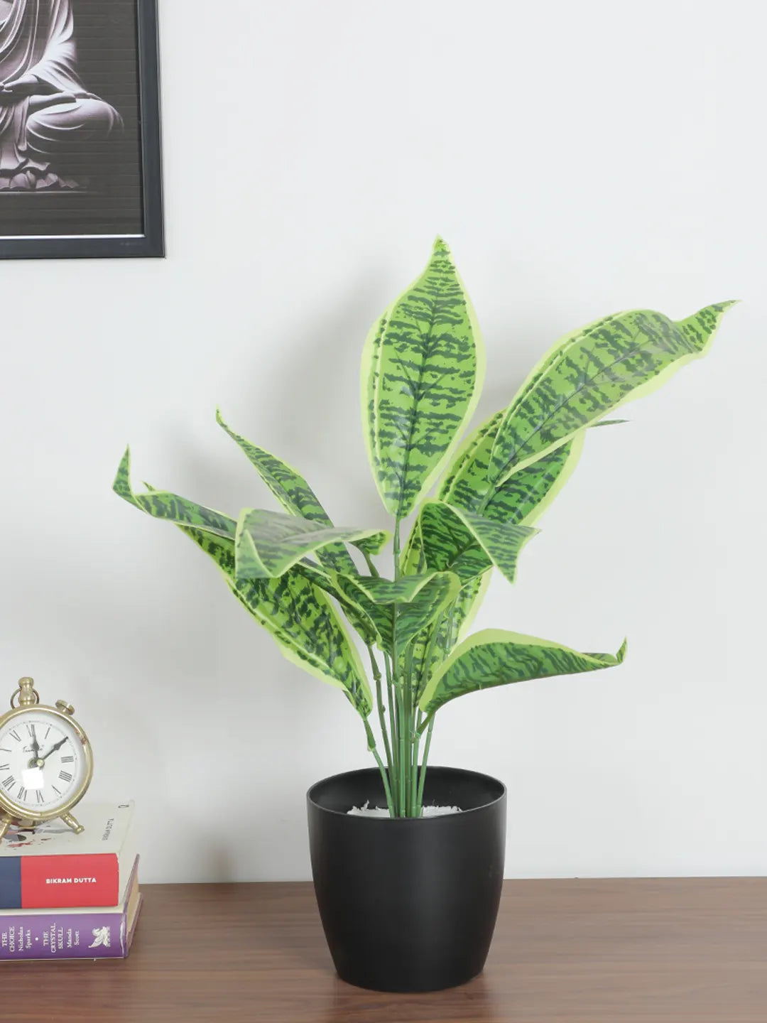 Artificial Green Snake Plant (12 Leaves with Basic Black Pot 45 Cm Tall)