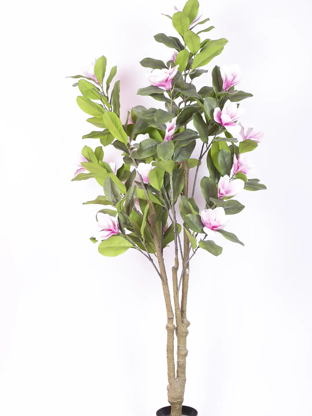 Artificial Magnolia Leaf Flowers Plant with Basic Black Pot - 180 cm Tall, Pink