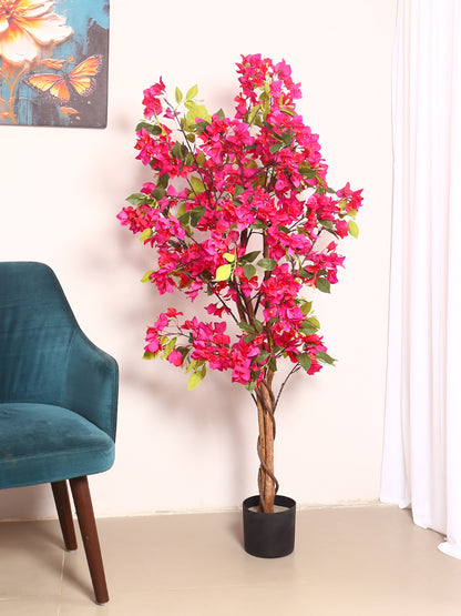 Artificial Bougainvillea Flowers Plants with Pot -150 cm Tall, Green/Pink
