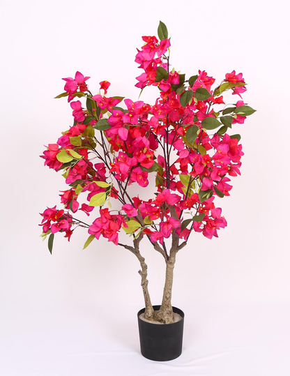 Artificial Bougainvillea Flowers Plants with Pot -90 cm Tall, Green/Pink