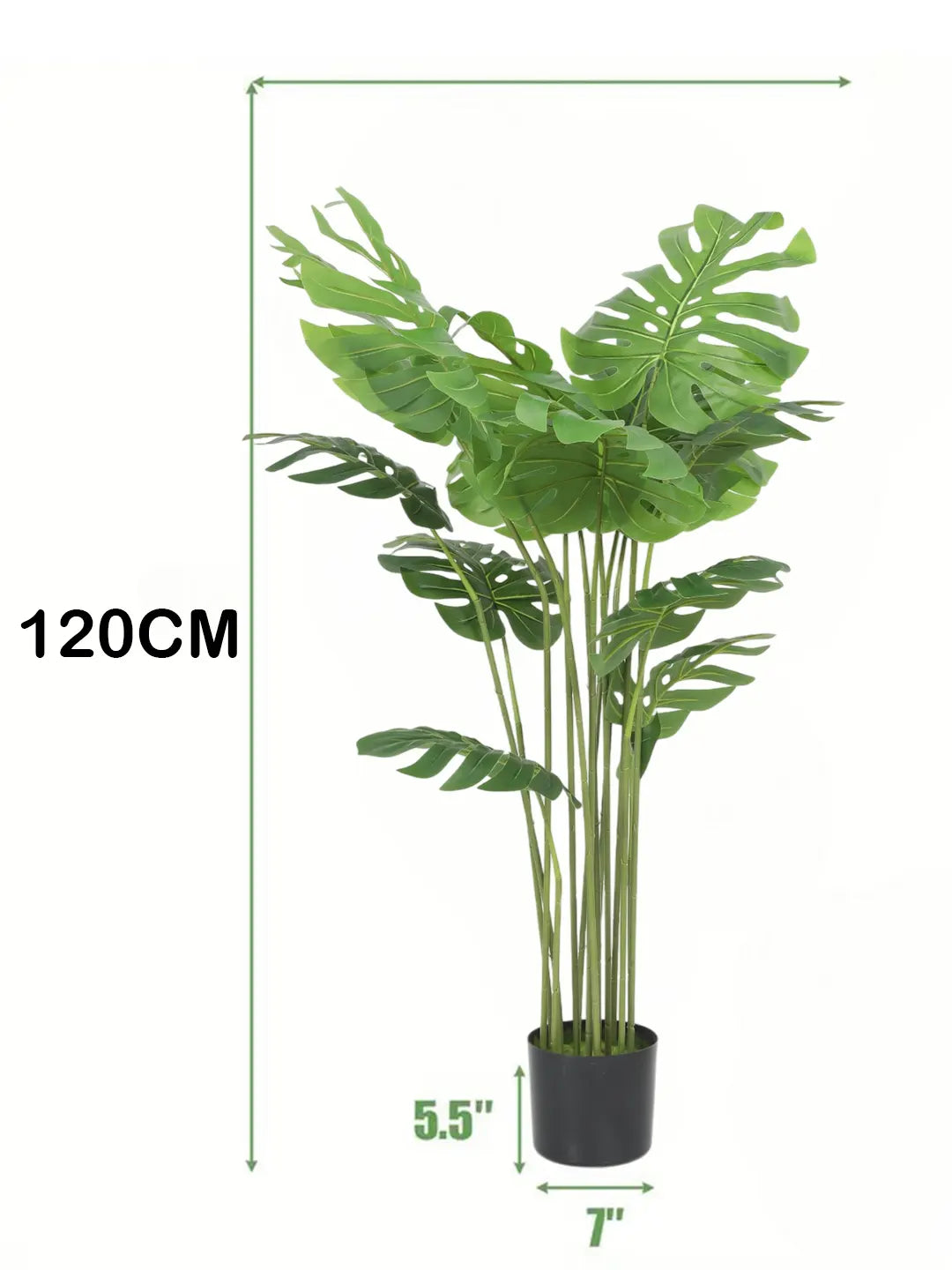 Artificial Lush Monstera Plant with Basic Black Pot - 4 Feet
