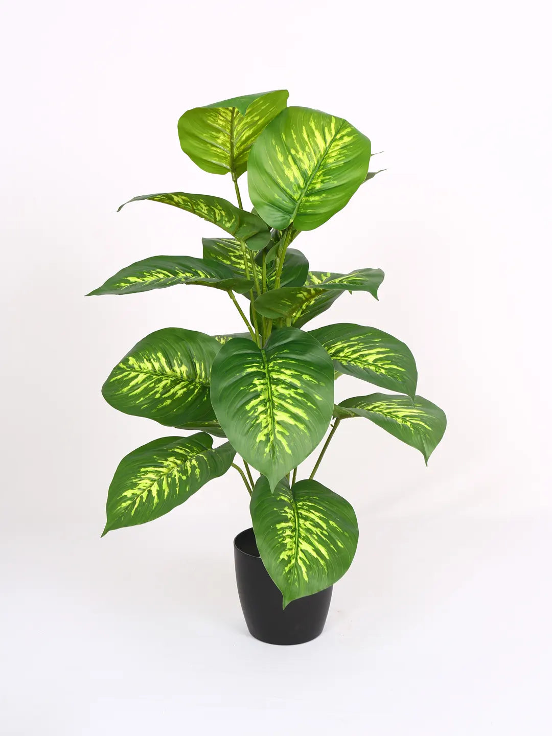 Artificial Dieffenbachia Leaf Plants for with Pot (18 Leaves, 65 cm Tall, Green)