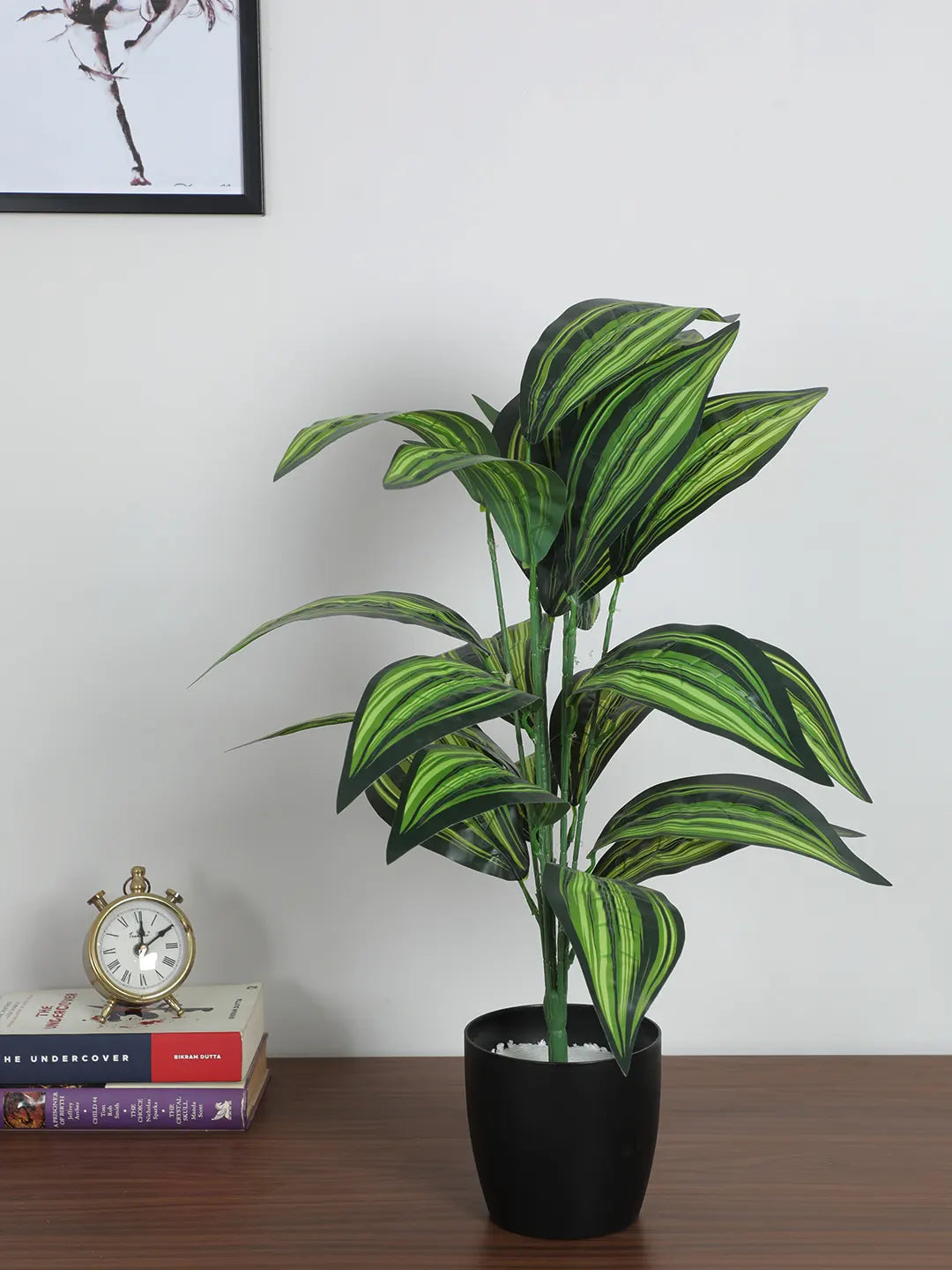 Artificial Green Dracaena Plants for Interior Decor/Home Decor/Office Decor|26 Leaves (with Pot, 70 cm Tall)