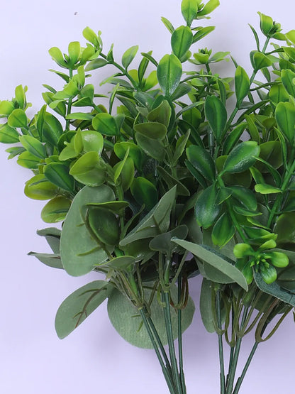 Artificial Green Eucalyptus Bouquets For Wedding Floral Arrangement (30 cm Tall, Without Pot, Pack of 3)