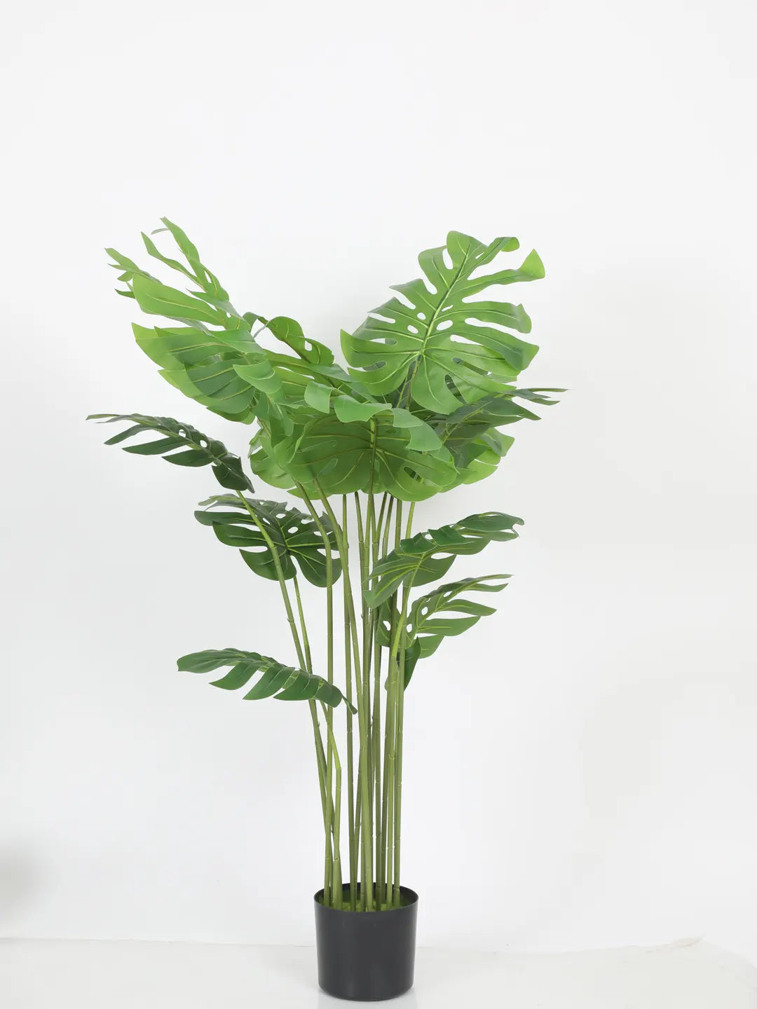 Artificial Lush Monstera Plant with Basic Black Pot - 4 Feet
