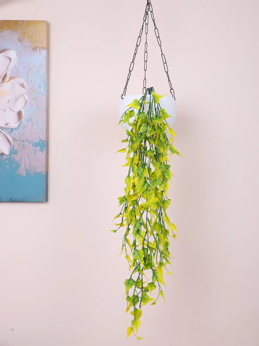 Artificial Hanging Green Creeper for Home, Wedding Décor (Pack of 2, 65 cm Tall, Yellow)