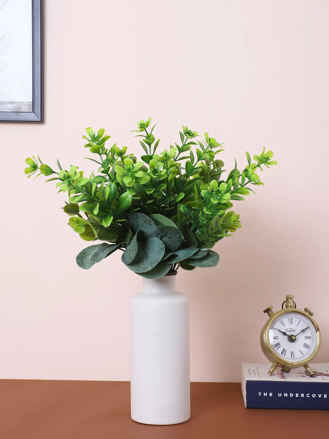 Artificial Green Eucalyptus Bouquets For Wedding Floral Arrangement (30 cm Tall, Without Pot, Pack of 3)