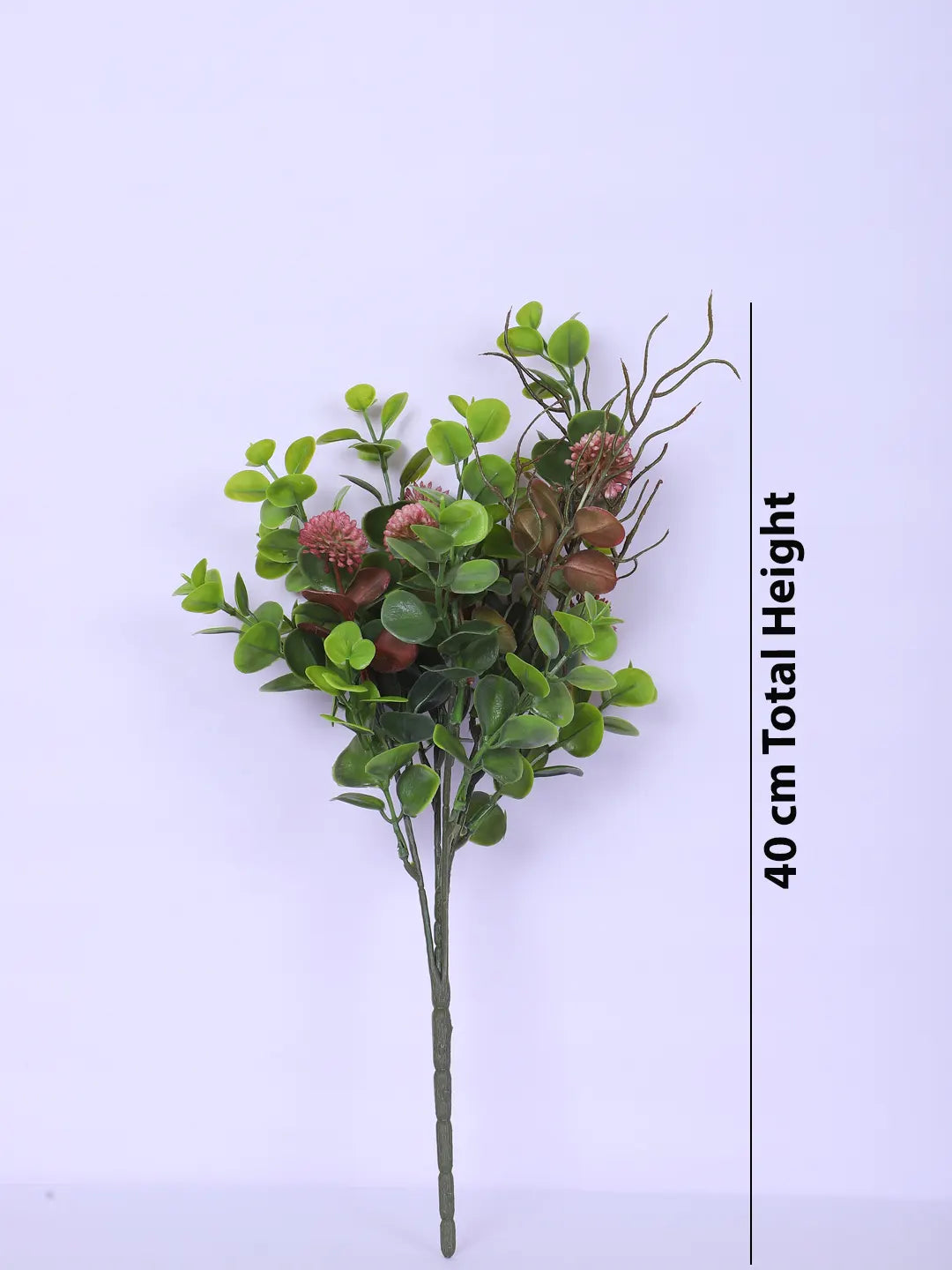 Artificial Eucalyptus with Flowers For Wedding Floral Arrangement (40 cm Tall, Without Pot, Pack of 3, Red/Green)