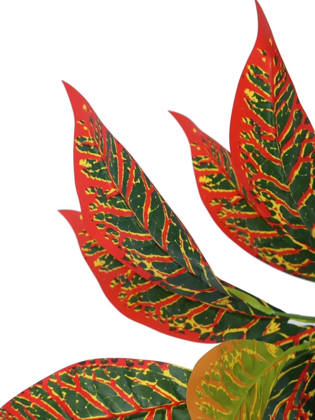 Artificial Red Iceton Croton Plant (12 Leaves with Basic Black Pot 45 Cm Tall Pack of 2)