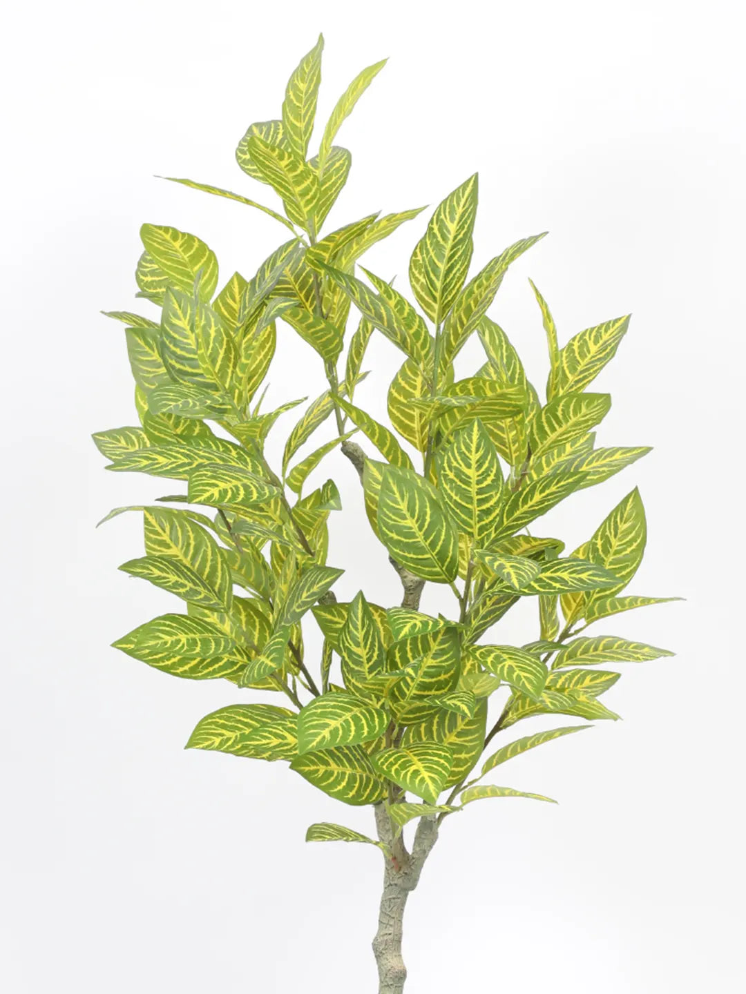Artificial Variegated Dried Croton Plant with Basic Black Pot - 4 Feet