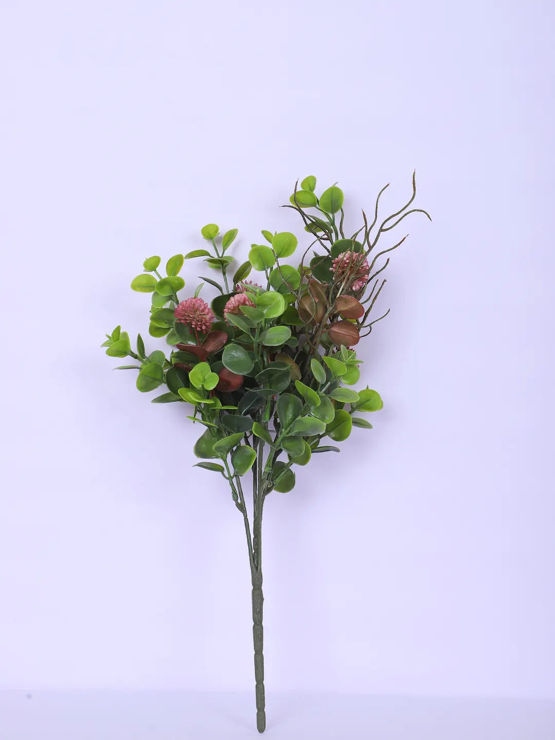 Artificial Eucalyptus with Flowers For Wedding Floral Arrangement (40 cm Tall, Without Pot, Pack of 3, Red/Green)