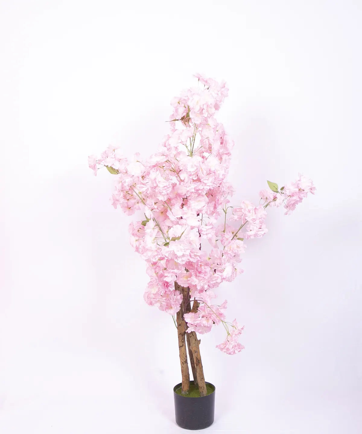 Artificial Pink Peach Blossom Flowers Plant For with Basic Black Pot - 100 Feet - Pink