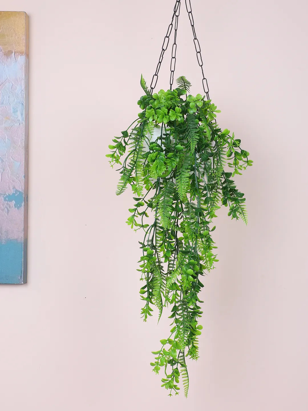 Artificial Hanging Eucalyptus Green Creeper for Home, Wedding Décor (Pack of 2, 80 cm Tall, Yellow)