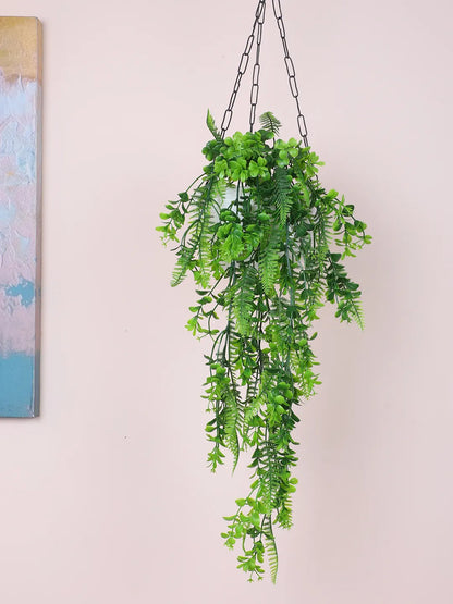 Artificial Hanging Eucalyptus Green Creeper for Home, Wedding Décor (Pack of 2, 80 cm Tall, Yellow)