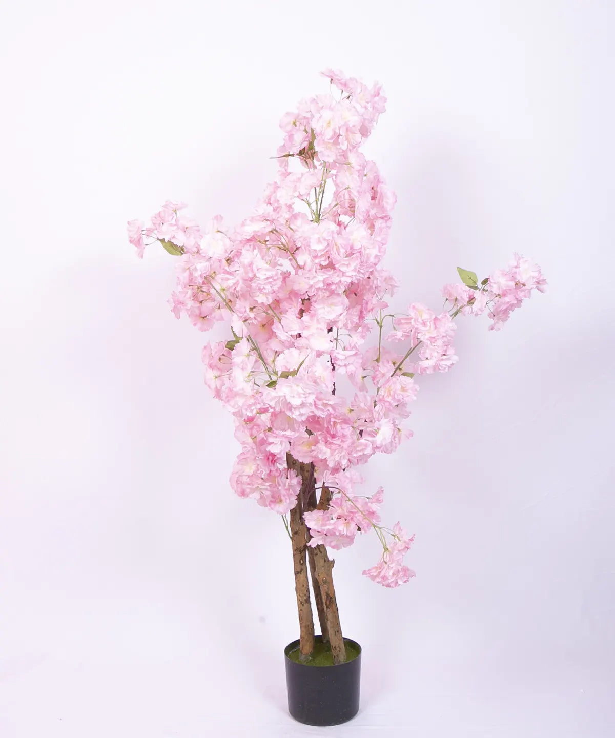Artificial Pink Peach Blossom Flowers Plant For with Basic Black Pot - 100 Feet - Pink