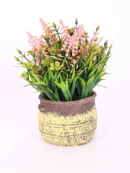 Artificial Beautiful Lavender Flower With Pot (22 cm Tall, Pink)
