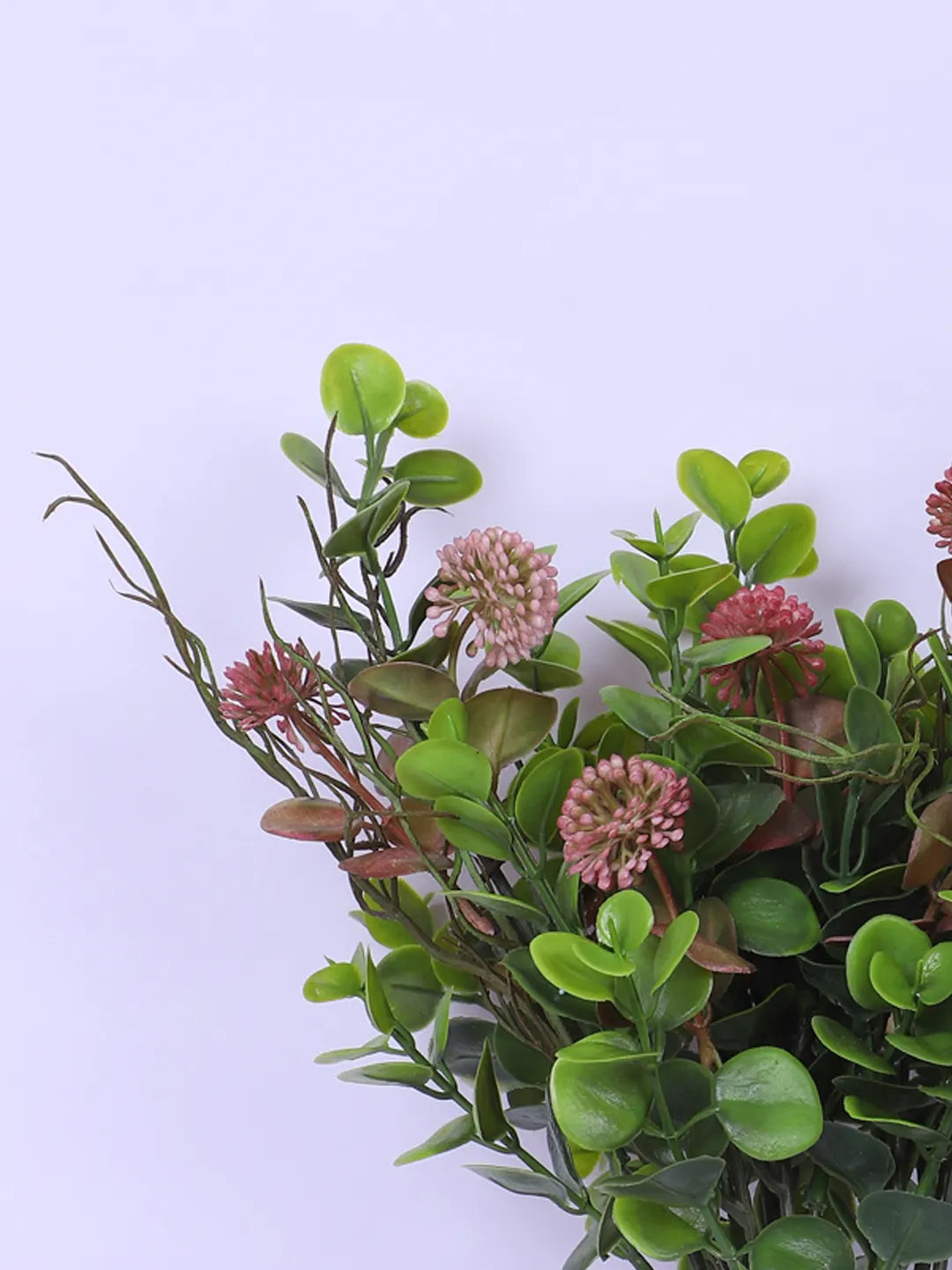 Artificial Eucalyptus with Flowers For Wedding Floral Arrangement (40 cm Tall, Without Pot, Pack of 3, Red/Green)