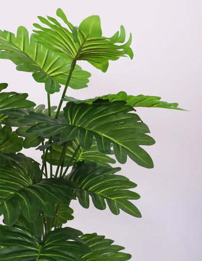 Artificial Philodendron Leaf Plants for with Pot (18 Leaves, 65 cm Tall, Green)