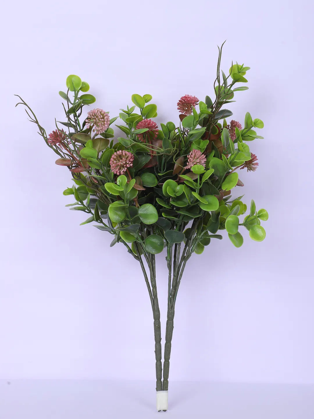 Artificial Eucalyptus with Flowers For Wedding Floral Arrangement (40 cm Tall, Without Pot, Pack of 3, Red/Green)