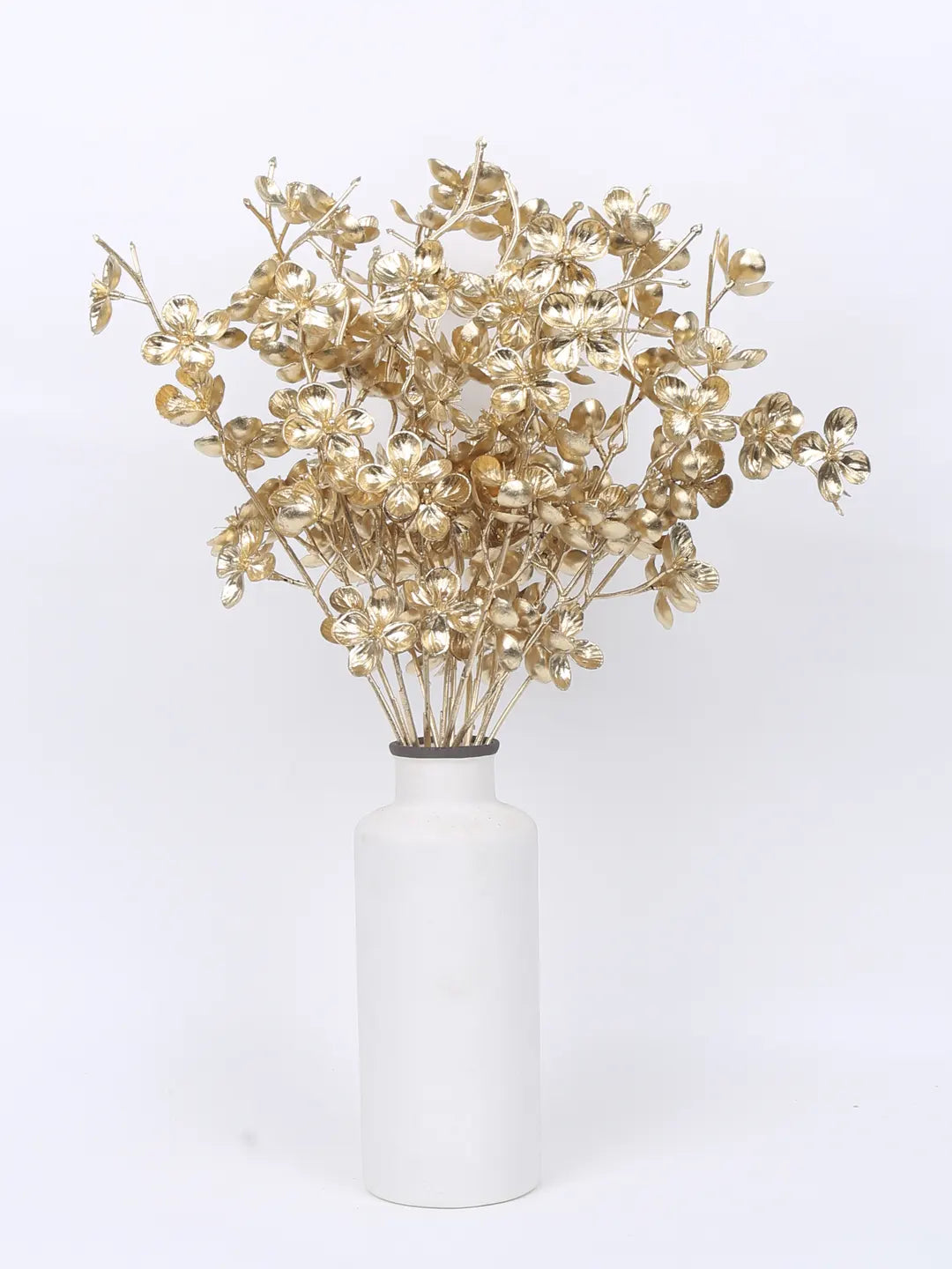 Artificial Glitter Golden Metallic Flower bunch For Christmas Decorations (Pack of 3,  cm Tall)