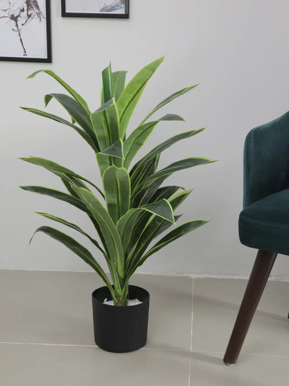 Artificial Variegated Dracaena Plant - 3 Feet - With Pot