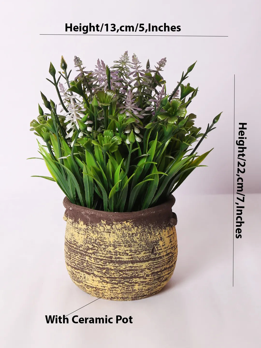 Artificial Beautiful Lavender Flower With Pot (22 cm Tall, Purple)