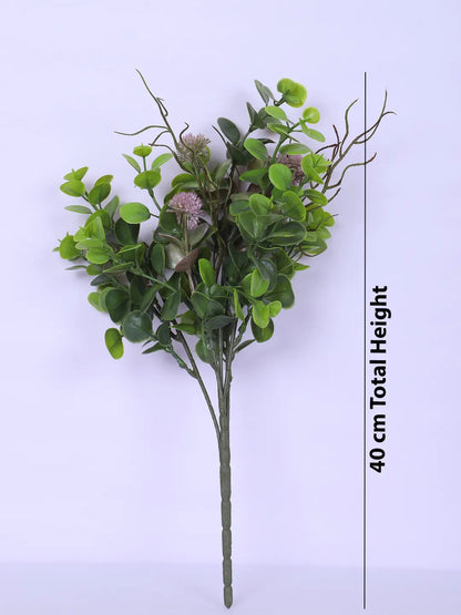 Artificial Eucalyptus with Flowers For Wedding Floral Arrangement (40 cm Tall, Without Pot, Pack of 3, Multicolor)