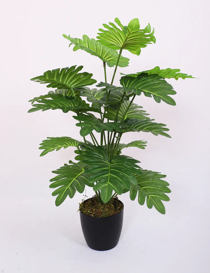 Artificial Philodendron Leaf Plants for with Pot (18 Leaves, 65 cm Tall, Green)