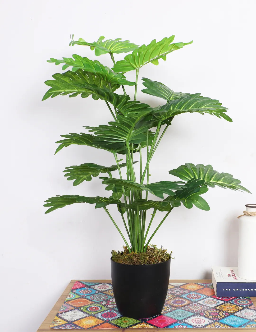Artificial Philodendron Leaf Plants for with Pot (18 Leaves, 65 cm Tall, Green)