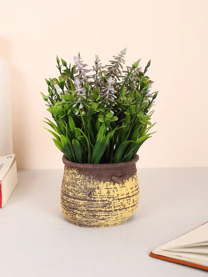 Artificial Beautiful Lavender Flower With Pot (22 cm Tall, Purple)