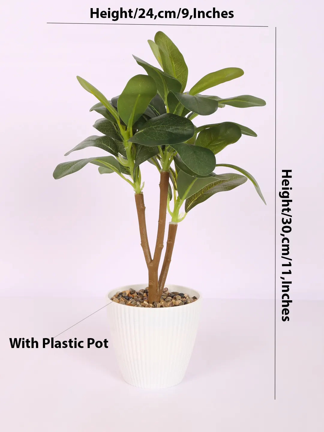 Artificial Ficus Bonsai Plant with Pot (30 cm Tall, Green)