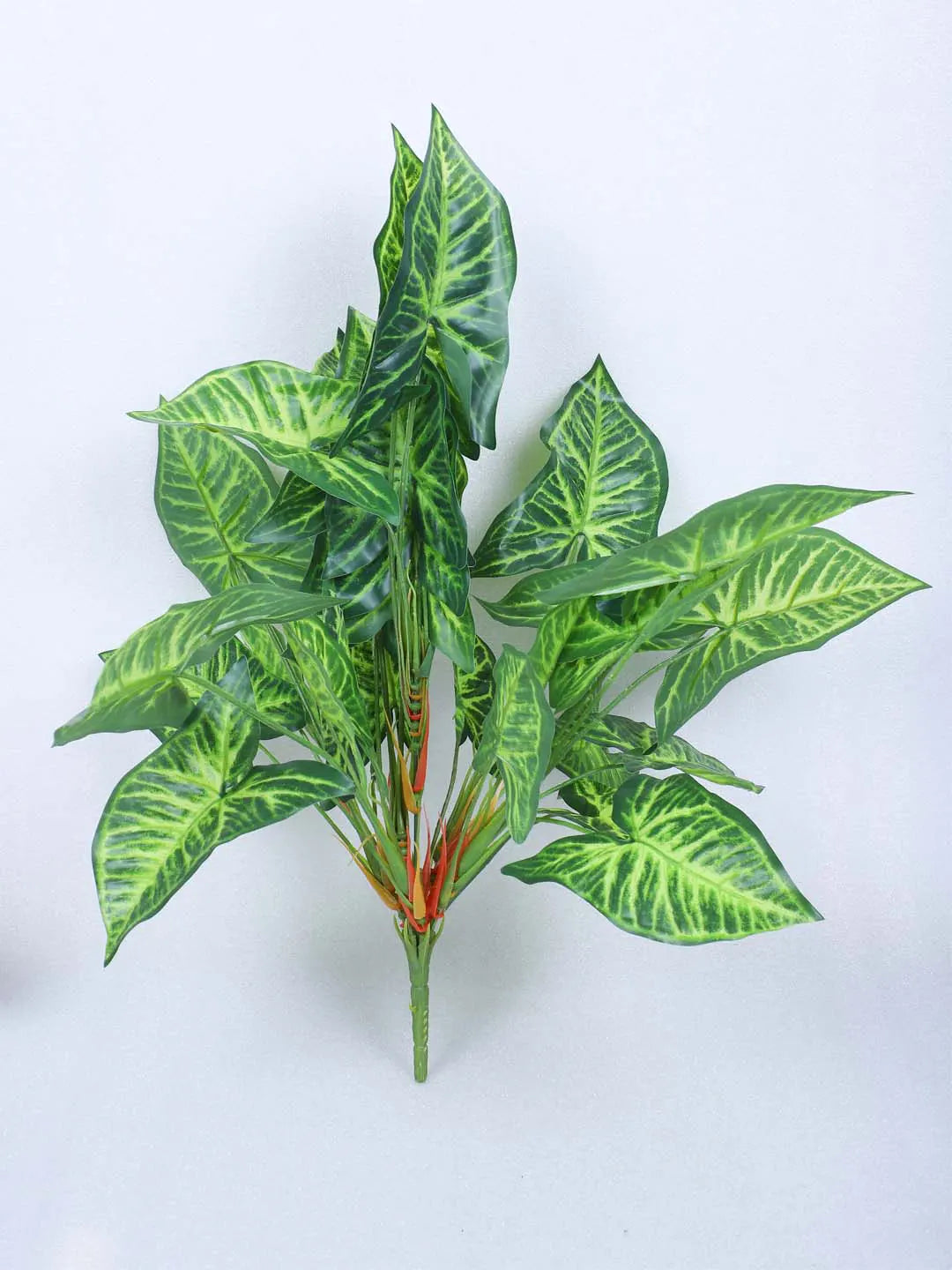 Artificial Miniature PVC Silk Caladium Leaf Green Floor Plant with Big Leaves with Pot (55 cm Tall, Green)