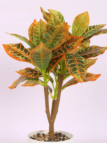 Artificial Ficus Bonsai Plant with Pot (30 cm Tall, Green/Red)